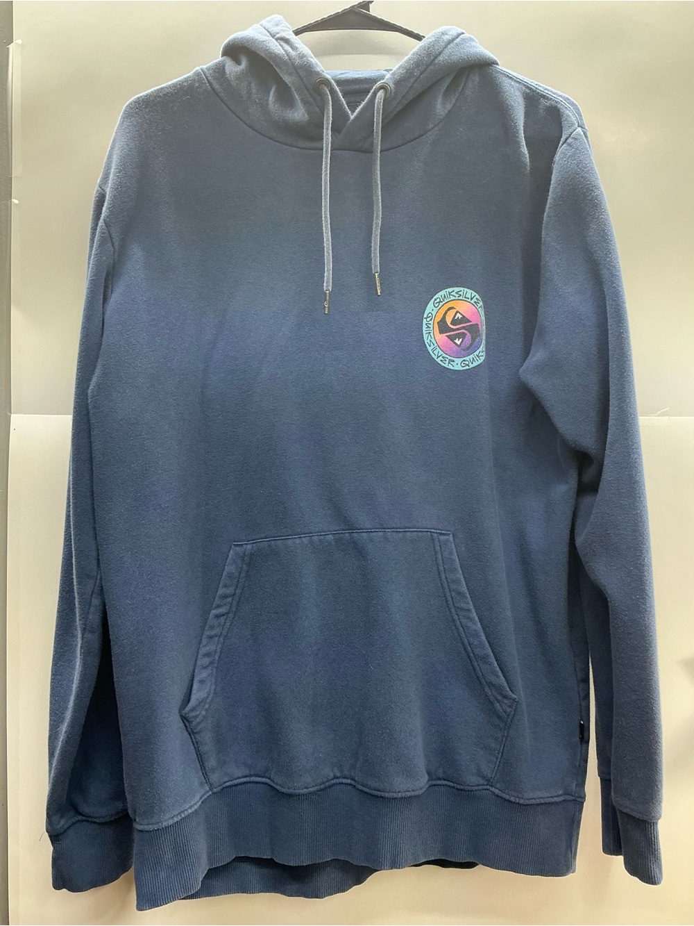 Quiksilver Men's Navy Blue Pullover Hoodie with Chest Logo